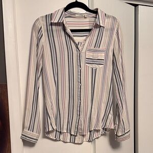 Maurices Multicolor Striped Button-Up Blouse